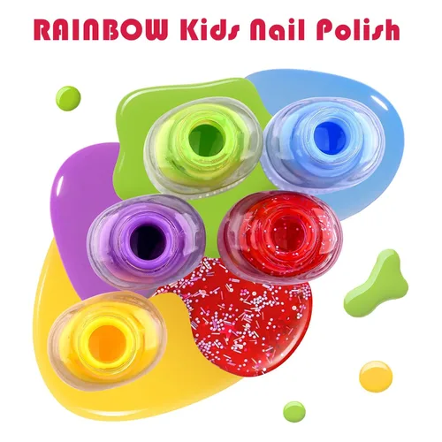 Vista 4 de Esmalte de uñas para niños - 12 colores de esmaltes de uñas arcoíris, juego de esmalte de uñas no tóxico a base de agua que se despega, juego