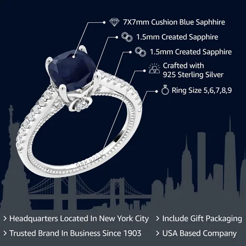 Vista 2 de Gem Stone King Anillo de compromiso de plata de ley 925 con piedra natal de 0.276 in y zafiro blanco creado Anillo de compromiso de boda