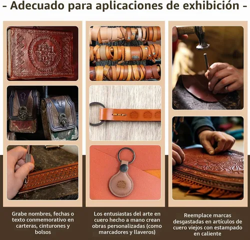 Vista 6 de Jupean 6 piezas de sellos de cuero herramientas de estampado de cuero kit
