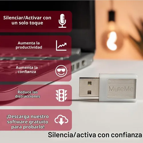 Vista 4 de MuteMe Mini - USB A - Botón de silencio físico iluminado para Zoom, Teams y más (como se ve en Shark Tank). Software gratuito para Windows/Mac