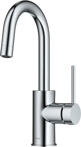 Vista 28 de KRAUS Oletto - Grifo de barra de cocina de un solo mango con ensamble de montaje superior QuickDock en latón cepillado, KPF-2600BB