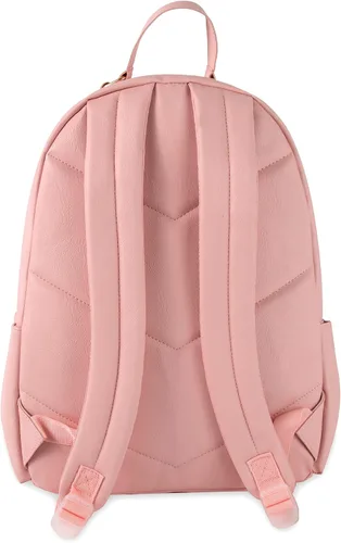 Vista 5 de Emma & Chloe Mochilas de vinilo impermeables para viajar y viajar al trabajo, Pink Leopard, Mochila casual