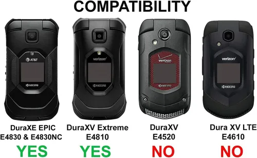 Vista 6 de Funda con clip compatible con Kyocera DuraXV Extreme E4810 Verizon, DuraXE Epic para AT&T E4830 y E4830NC, ajuste seguro, cierre de liberación