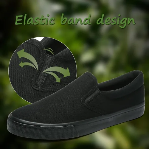 Vista 2 de yageyan Zapatos deportivos sin cordones para hombre, zapatos negros, zapatos de moda casuales blancos