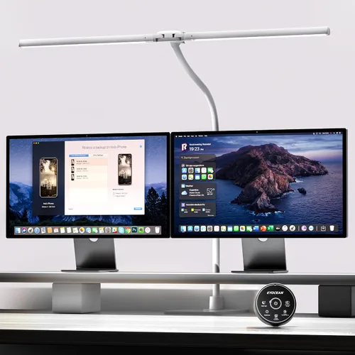 Vista 10 de EYOCEAN Lámpara de escritorio con abrazadera, lámpara de escritorio LED de 31.5 pulgadas para oficina en casa, luz de escritorio de doble cabezal