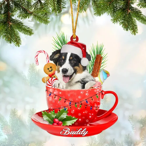 Vista 6 de Alaskan Malamute - Adorno de tetera de perro sentado en una tetera de Navidad, adorno de Navidad con nombre personalizado, adorno de automóvil