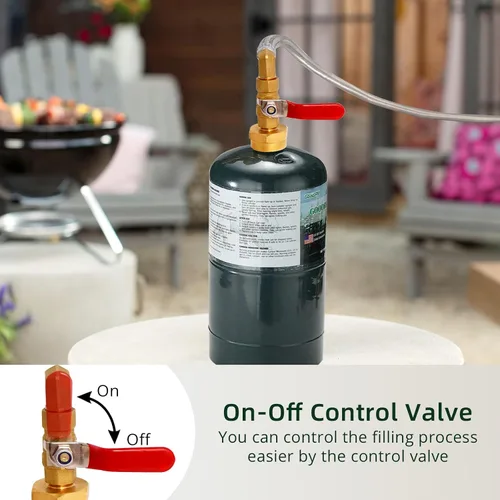Vista 4 de Adaptador de propano para tanques de 1 libra con medidor de tanque y válvula de control, manguera de acero inoxidable de repuesto de propano de 3