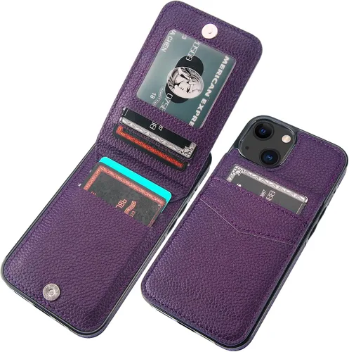 Vista 11 de KIHUWEY Funda Cartera Compatible con iPhone 13 con Soporte para Tarjetas de Crédito, Cierre Magnético de Cuero Premium con Soporte, Funda Protectora