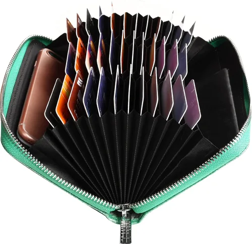 Vista 3 de Easyoulife Cartera de cuero genuino para mujer con tarjetero RFID seguro 36 ranuras