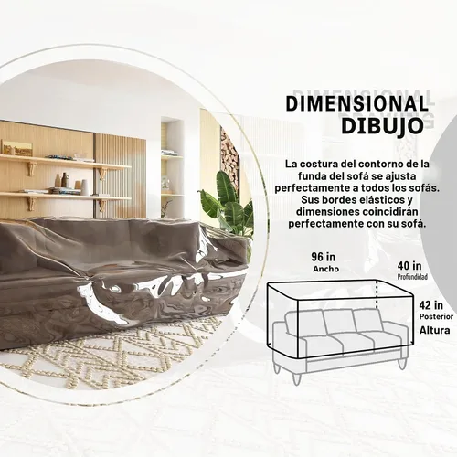 Vista 4 de Imperius Funda de sofá transparente gruesa resistente al agua, cubierta de plástico impermeable para sofá, funda de sofá de vinilo para evitar