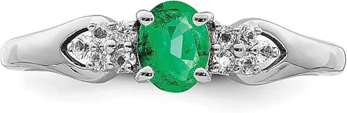 Vista 5 de 925 Sterling Silver Emerald White Sapphire Ring Gemstone Fine Jewelry For Women Gifts For Her