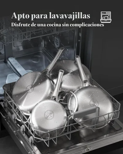 Vista 4 de Juego de utensilios de cocina de acero inoxidable, juego de ollas y sartenes de tirador, 10 piezas de utensilios de cocina de inducción de acero