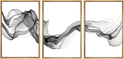 Vista 147 de SIGNWIN Lienzo enmarcado para pared, juego de arte tranquilo con reflejo de lago, acuarela, montaña y agua, ilustraciones modernas, arte abstracto