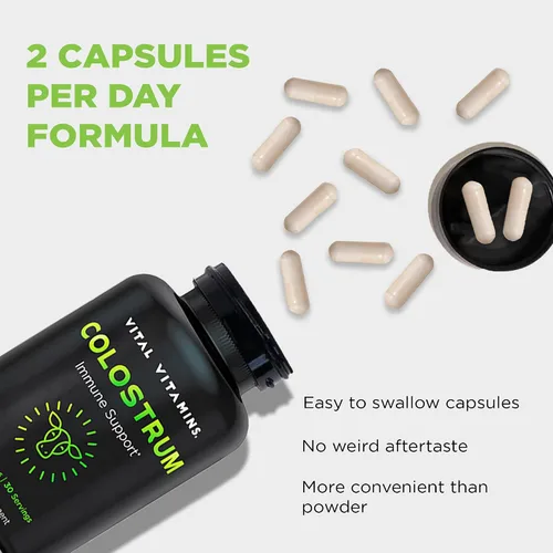 Vista 4 de Vital Vitamins Cápsulas potenciadoras de colágeno vegano + suplemento de cápsulas de calostro