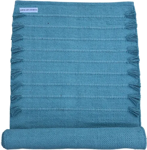 Vista 23 de Jaipur Art & Rugs - Alfombra de yoga de algodón, respetuosa con el medio ambiente, tejida a mano, gruesa (0.945 x 2.835 x 0.197 in)