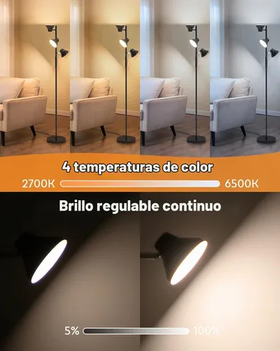 Vista 4 de SIBRILLE RGBCW Lámpara de Pie, Lámpara de 36W de Cambio de Color Brillante, Moderna Lámpara de Pie LED RGB Regulable Sin Escalones con Control
