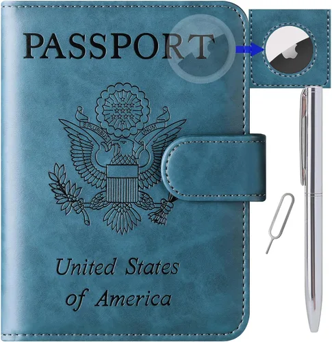 Vista 12 de LOHASLIFE Soporte para pasaporte para viajes, cartera con bloqueo RFID para 116#Negro