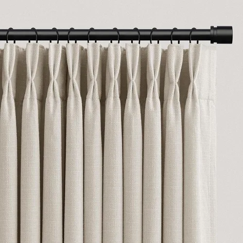 Vista 80 de TWODRAPES Juego de 2 paneles de cortinas plisadas de lino de 96 pulgadas de Avena