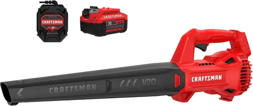 Vista 11 de CRAFTSMAN 20V MAX Soplador de hojas inalámbrico con batería y cargador, soplador eléctrico de hojas para superficies duras, potente hasta 90 MPH