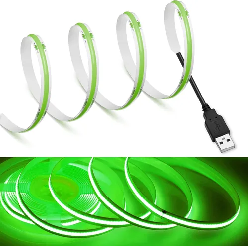Vista 13 de MDee】Tira de luces LED COB de 3000K blanco cálido 1.64 pies/0.5m 5V cinta de luces LED flexibles CRI 90+ 800LM/m 320LEDs/m para decoración