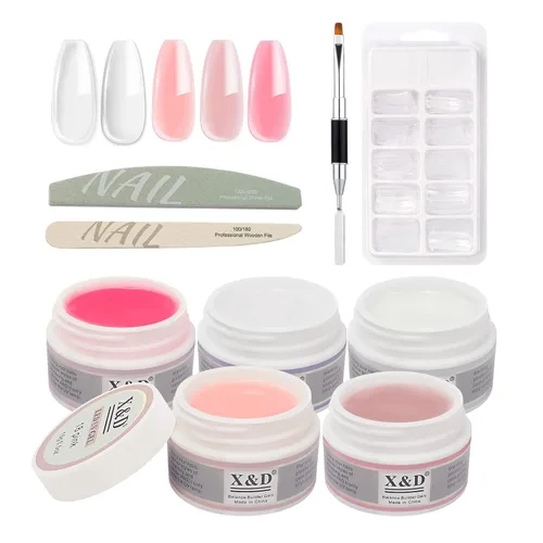 Vista 9 de X&D Kit de uñas de poligel natural transparente Poly Gel Kit de secado rápido extensión de uñas de equilibrio constructor de uñas gel 08
