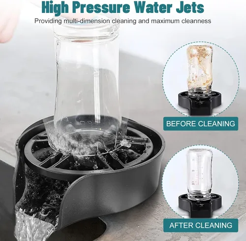 Vista 5 de Enjuagador de Vidrio para Fregadero de Cocina, Enjuagador de Vidrio de Alta Presión con Boquilla Giratoria de 360 Grados con Diseño de Pistola