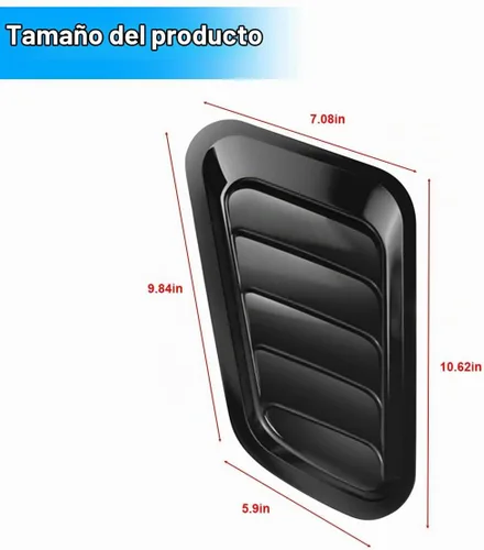 Vista 2 de Blilo - 2 rejillas de ventilación para capó, cubierta de entrada de capó, color negro 13x7 Inch, Universal fit, flat top surfaces, ABS plastic
