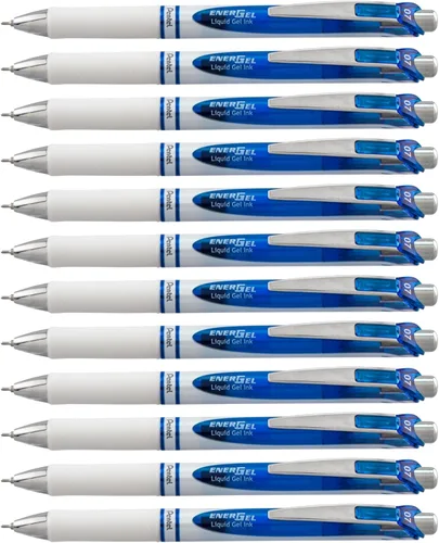 Vista 10 de Pentel EnerGel Pearl RTX Bolígrafo de gel líquido retráctil, (0.028 in), línea media, punta de aguja, tinta negra, paquete de 12 (BLN77PW-A)