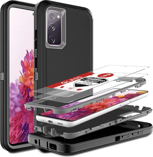 Vista 8 de Funda para Samsung Galaxy S20 FE 5G con protector de pantalla de vidrio templado [2 unidades], 3 en 1 de cuerpo completo a prueba de golpes