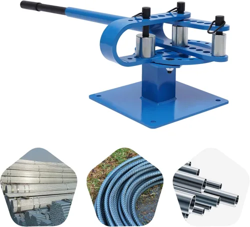 Vista 4 de Dobladora manual de tubos de tubo, máquina dobladora compacta de 1 a 3 pulgadas con tapa de banco manual con 7 troqueles de tubo de alta resistencia