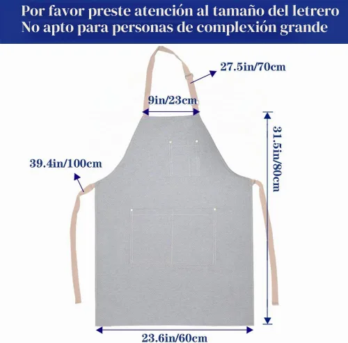 Vista 3 de Delantal de mezclilla con múltiples bolsillos unisex ajustables para cocina, manualidades, cocina Negro