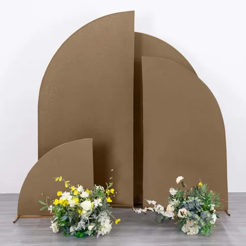 Vista 53 de Efavormart - Juego de 4 fundas de elastano beige para arco de media luna, fundas de telón de fondo Chiara de 2.5 pies a 7 pies para escenarios