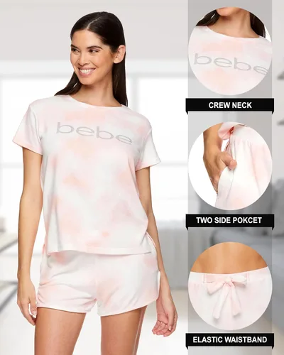 Vista 2 de bebe Conjunto de camisa de manga corta y pantalones cortos de pijama para mujer
