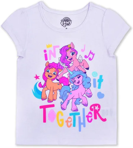 Vista 4 de My Little Pony Hasbro - Conjunto de sudadera con capucha y cremallera para niñas, camiseta de manga corta y pantalones de leggings para niños