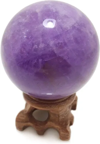 Vista 2 de Polar Jade Esfera de cristal de amatista con soporte de 1.969 in de diámetro, bolas de piedra protectora raras para decoración, curación