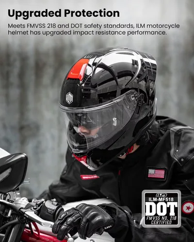 Vista 3 de ILM - Cascos de motocicleta de cara completa para adultos, hombres y mujeres, DOT, 2 deflectores, deportes de motor, doble visera