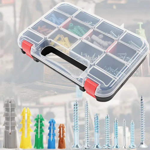 Vista 7 de Kit surtido de 370 anclajes y tornillos para paneles de yeso, 5 tamaños de anclajes de pared y tornillos de cabeza plana, juego para colgar cuadros