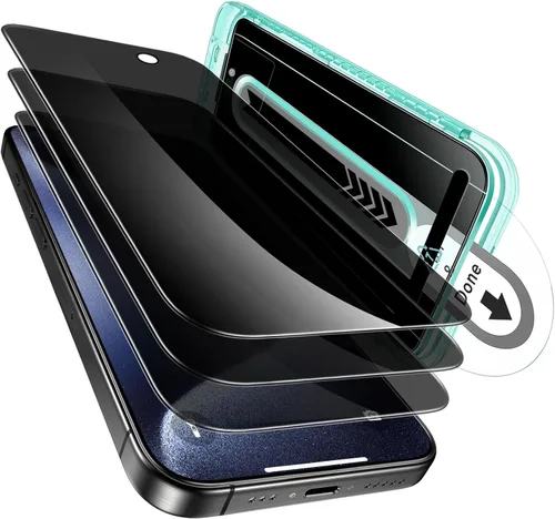 Vista 12 de ESR Paquete de 3 para iPhone 14 Pro Protector de Pantalla de Privacidad, Protector de Pantalla de Privacidad de Vidrio Templado Anti-espía
