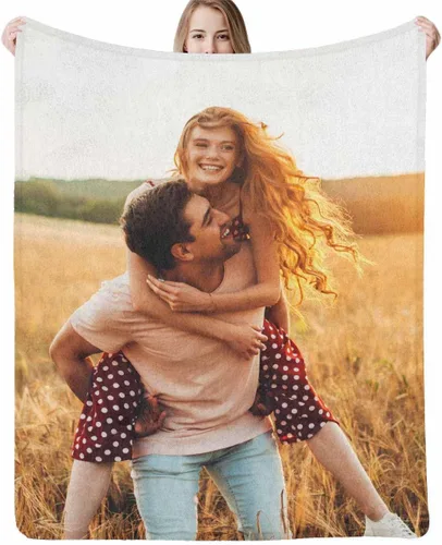 Vista 15 de InterestPrint Manta personalizada con nombre, 6 fotos, manta personalizada para aniversario, boda, para marido, esposa, amantes, 6 tamaños