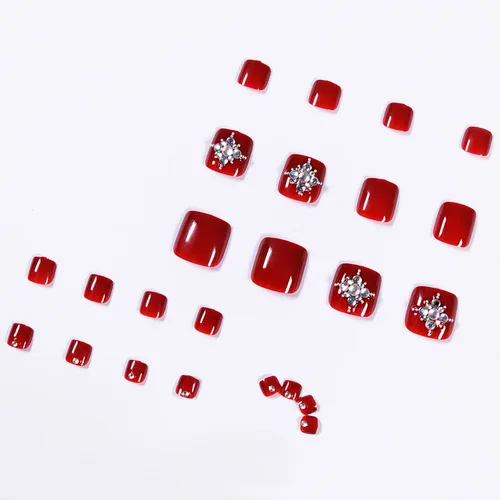 Vista 2 de Uñas cortas cuadradas a presión, puntas de uñas reutilizables de cobertura completa con pegamento, uñas adhesivas con diseños de diamantes