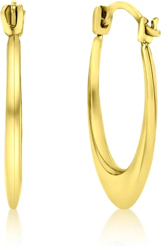 Vista 3 de 14K Yellow Gold Small 1x8mm-11mm Oval or Octagonal petite Lightweight Huggie Hoop Earrings