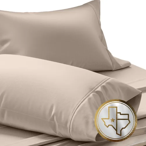 Vista 23 de TEXAS LINEN CO. Juego de 4 fundas de almohada de algodón egipcio premium tamaño estándar/queen - Fundas de almohada de lujo de algodón de alto Gris