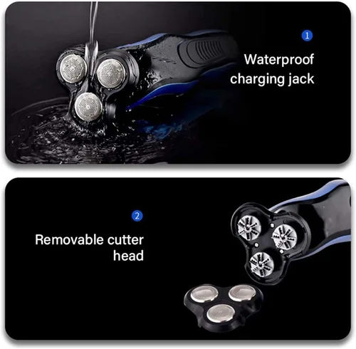 Vista 7 de Maquinilla de afeitar eléctrica para hombres – Afeitadoras rotativas 4 en 1 para hombres – Kit de aseo eléctrico – Maquinillas de afeitar húmedas