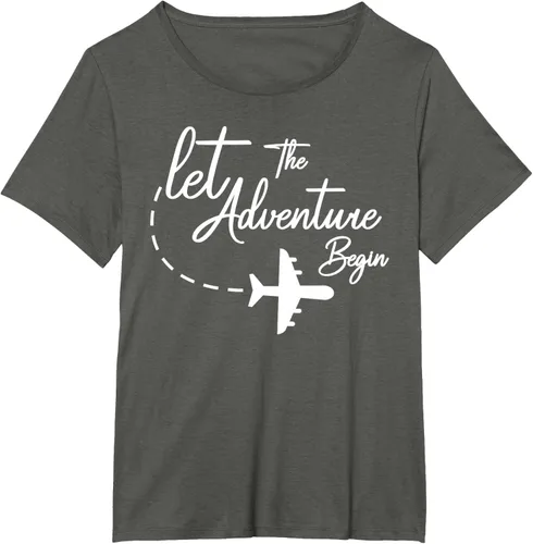 Vista 88 de Let The Adventure Begin - Camiseta inspiradora en modo de viaje en avión, Negro, S