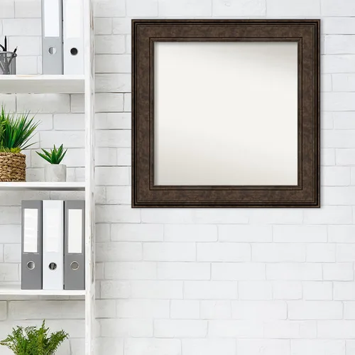 Vista 976 de Amanti Art Espejo de pared personalizado no biselado (25 x 25 pulgadas), marco de bronce acentuado, varios tamaños personalizados, espejo de baño