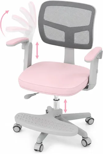 Vista 12 de GLACER - Silla de escritorio para niños, silla de estudio de malla ajustable con ruedas (morado) Swivel Ergonomic Computer Task Chair with Arms