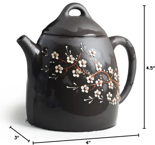 Vista 10 de Tetera de 8.1 fl oz / 8 oz arcilla china genuina negro Qinquan Pot Infusers Loose Tea Blooming