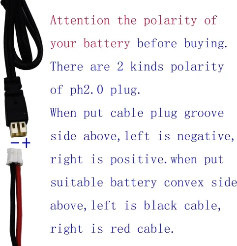 Vista 2 de Blomiky 1S Lipo 3.7V-3.8V 0.5A Cable de carga USB con conector PH2.0 enchufe compatible con EMAX Small Hawk S o Free Style RC Drone / 3.7V Ph2.0 USB