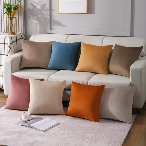 Vista 6 de Juego de 4 fundas de almohada neutras de 18 x 18 pulgadas, fundas de cojín de terciopelo suave, fundas de almohada sólidas, lujosas fundas