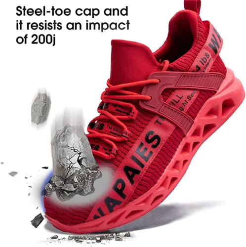 Vista 2 de Los mejores zapatos de punta de acero para mujer, zapatos de trabajo de punta de acero de moda para hombres, zapatos de seguridad resistentes